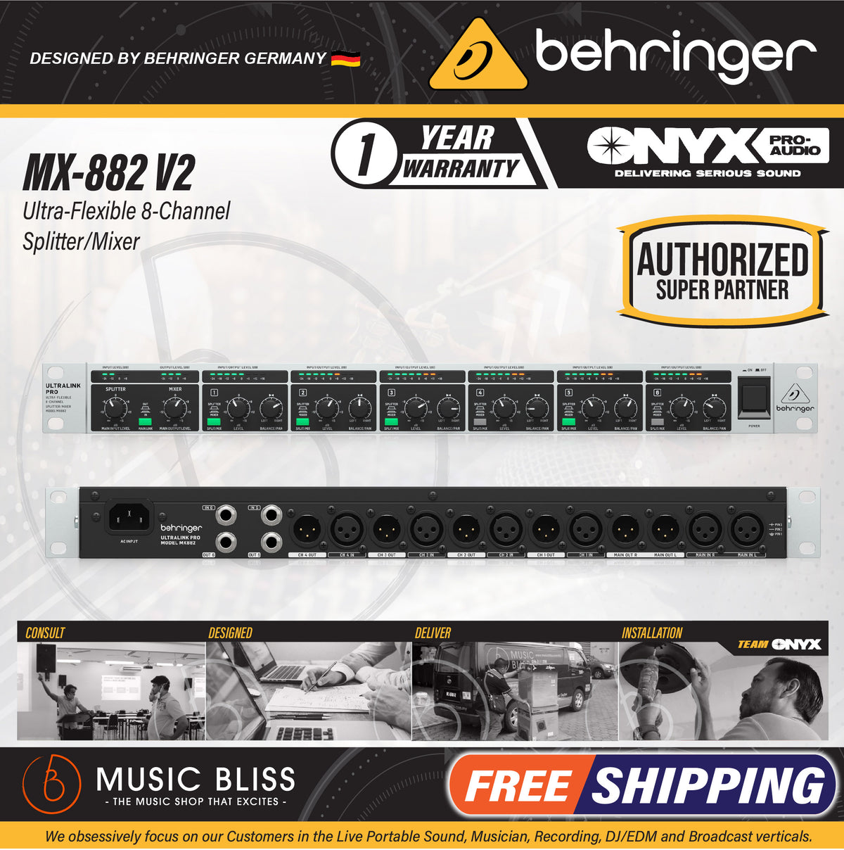 Behringer MX882 V2 Ultralink Pro 8-Channel Splitter Mixer