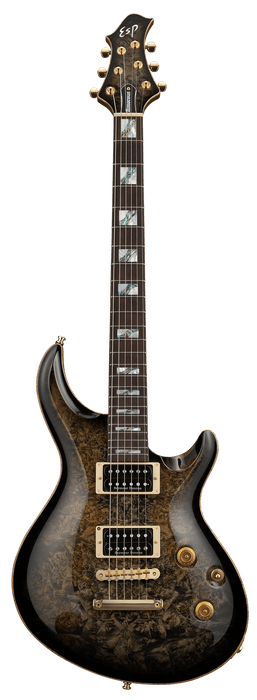ESP Original MYSTIQUE NT-CTM/Burl Maple - Reptile Black Burst [MIJ - Made in Japan] - Music Bliss Malaysia