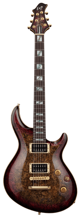 ESP Original MYSTIQUE NT-CTM/Burl Maple - Reptile Red Burst [MIJ - Made in Japan] - Music Bliss Malaysia