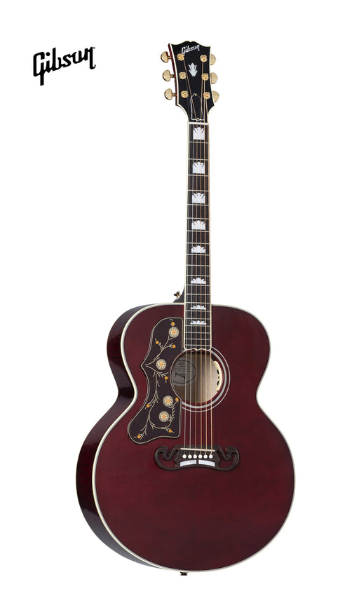 GIBSON SJ-200 STANDARD MAPLE LEFT-HANDED ACOUSTIC-ELECTRIC GUITAR - WINE RED - Music Bliss Malaysia