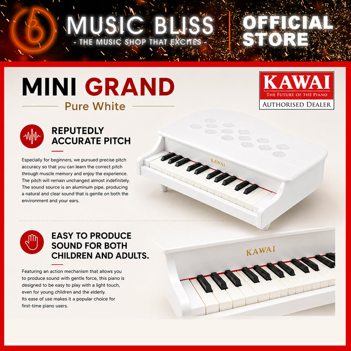 Kawai Mini Grand Piano - Pure White (1182) MADE IN JAPAN