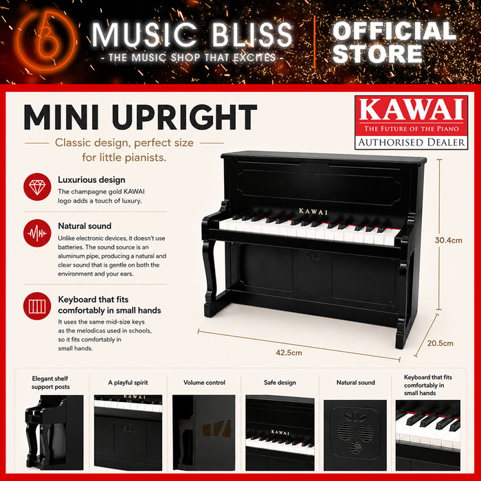 Kawai Mini Upright Piano - Black (1151) MADE IN JAPAN