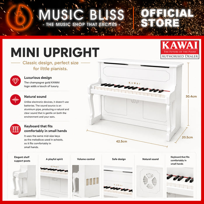Kawai Mini Upright Piano - White (1152) MADE IN JAPAN