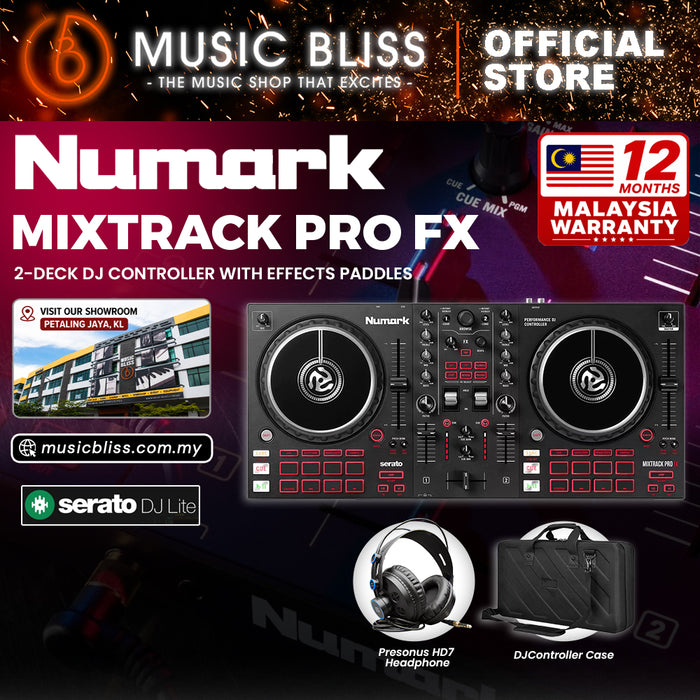 Numark Mixtrack Pro FX – 2 Deck DJ Controller For Serato DJ with DJ Mixer, Built-in Audio Interface, Capacitive Touch Jog Wheels and FX Paddles