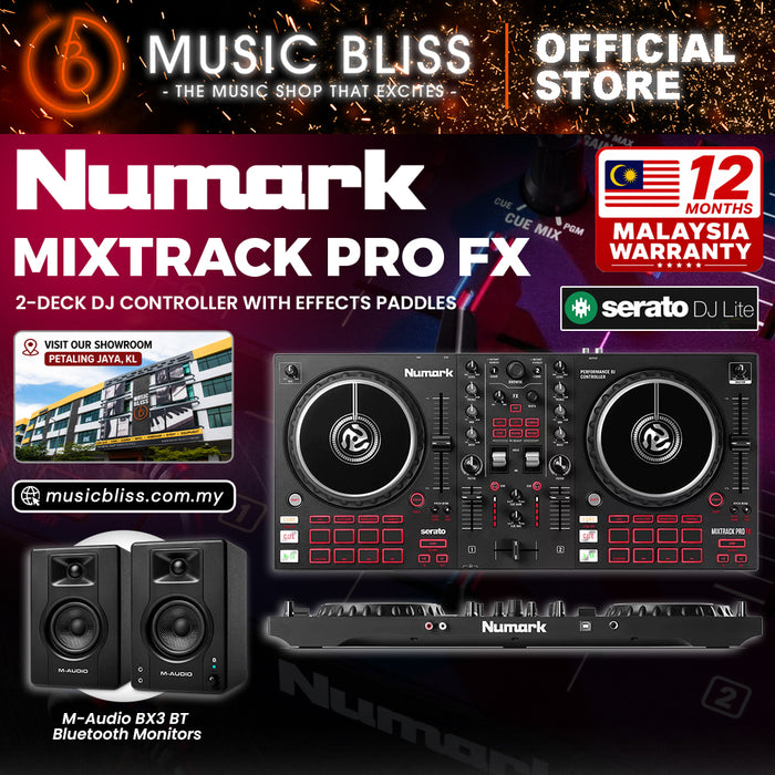Numark Mixtrack Pro FX – 2 Deck DJ Controller For Serato DJ with DJ Mixer, Built-in Audio Interface, Capacitive Touch Jog Wheels and FX Paddles