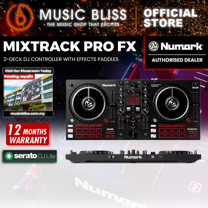 Numark Mixtrack Pro FX – 2 Deck DJ Controller For Serato DJ with DJ Mixer, Built-in Audio Interface, Capacitive Touch Jog Wheels and FX Paddles