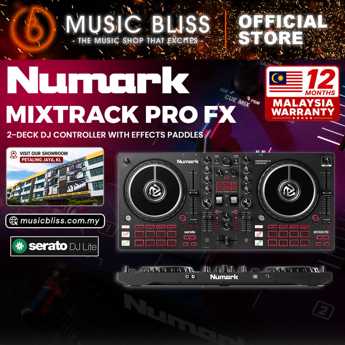 Numark Mixtrack Pro FX – 2 Deck DJ Controller For Serato DJ with DJ Mixer, Built-in Audio Interface, Capacitive Touch Jog Wheels and FX Paddles