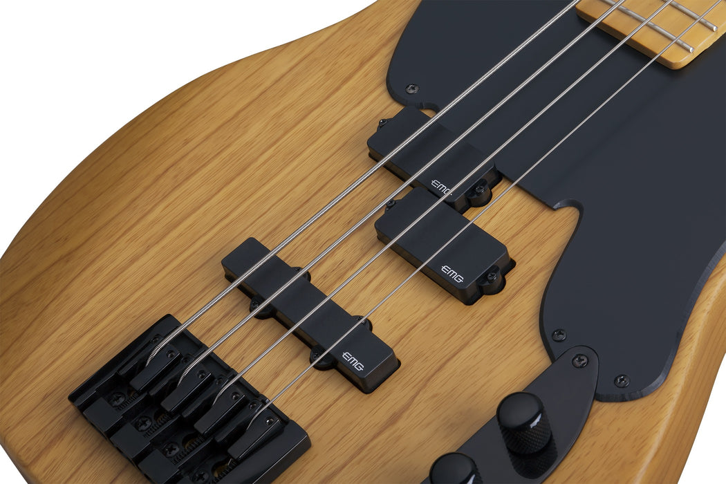 Schecter Model-T Session Left-Handed Electric Bass Guitar - Aged Natural Satin