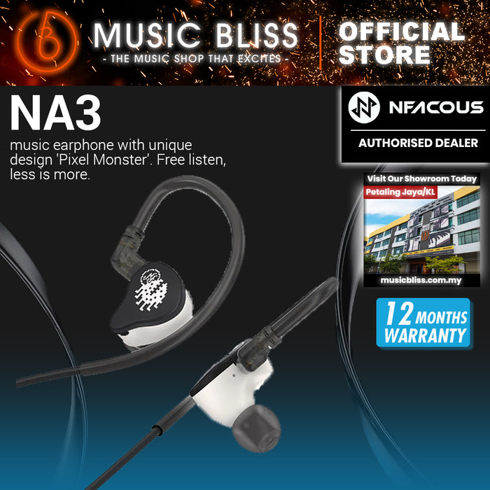 NF ACOUS NA3 MCL-10 Dynamic Driver Music Earphone/IEM with unique design 'Pixel Monster' - Black