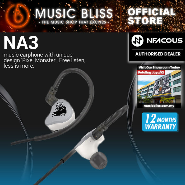 NF ACOUS NA3 MCL-10 Dynamic Driver Music Earphone/IEM with unique design 'Pixel Monster' - Grey