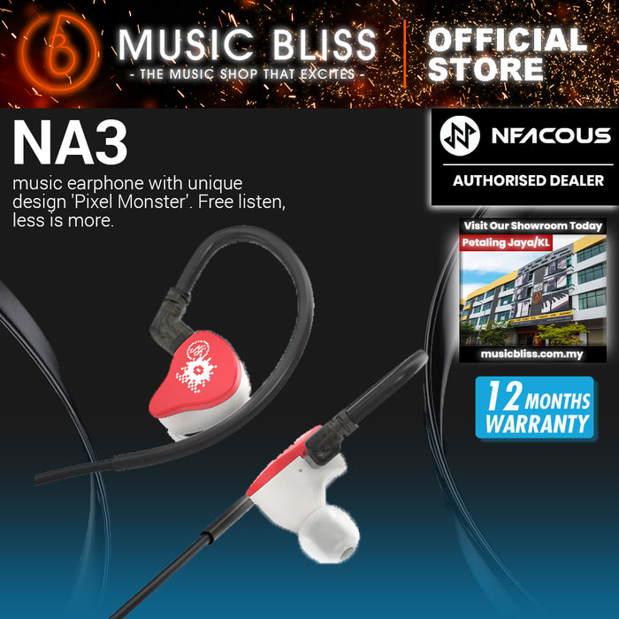 NF ACOUS NA3 MCL-10 Dynamic Driver Music Earphone/IEM with unique design 'Pixel Monster' - Red