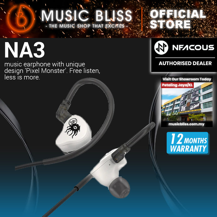 NF ACOUS NA3 MCL-10 Dynamic Driver Music Earphone/IEM with unique design 'Pixel Monster' - White