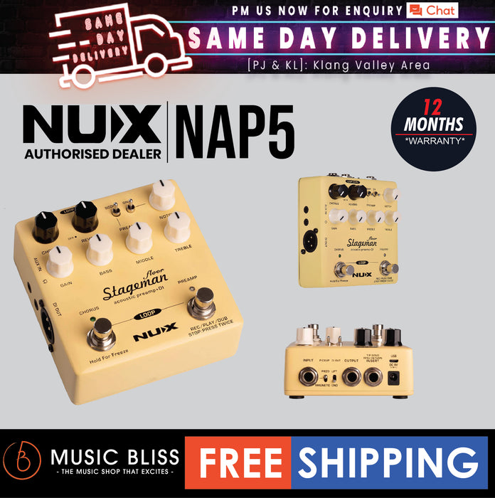 NUX NAP5 Stageman Floor Acoustic Preamp and DI Pedal - Music Bliss Malaysia