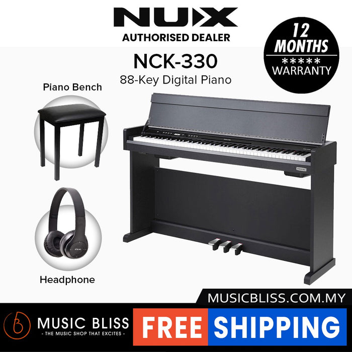 NUX NCK-330 88-Key Digital Piano with Piano Bench - Black