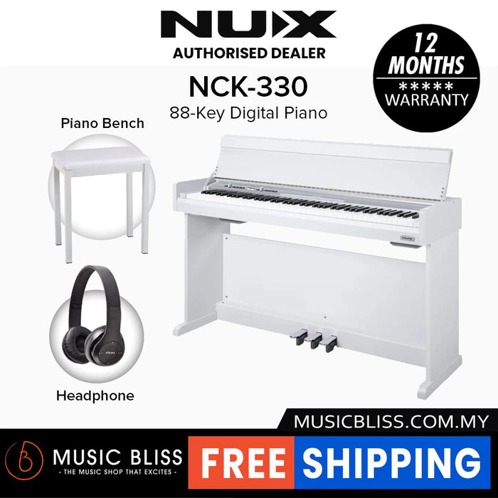 NUX NCK-330 88-Key Digital Piano with Piano Bench - White