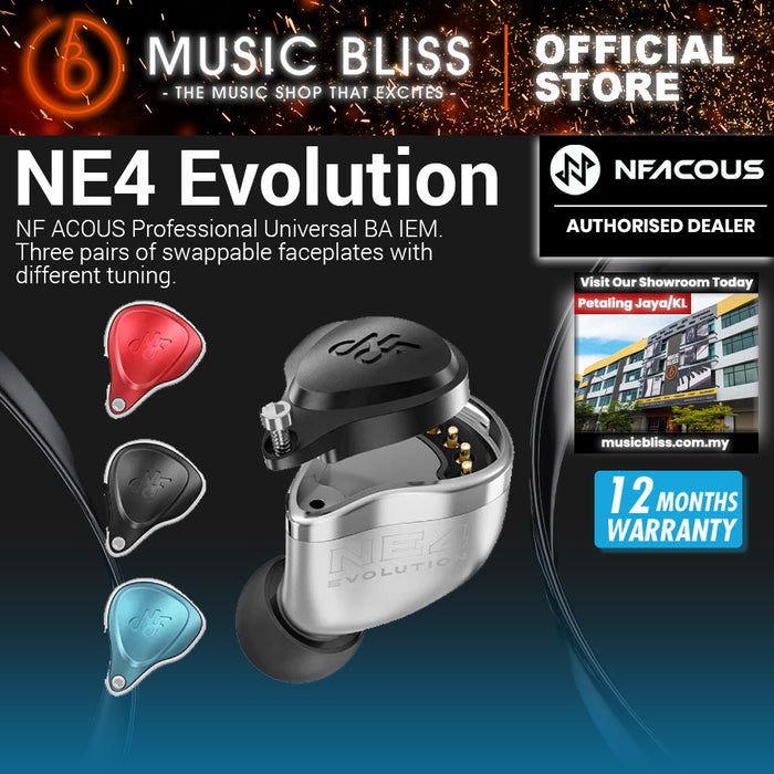 NF Acous NE4 Evolution Live Sound Monitoring Earphones with Swappable Faceplate Tuning