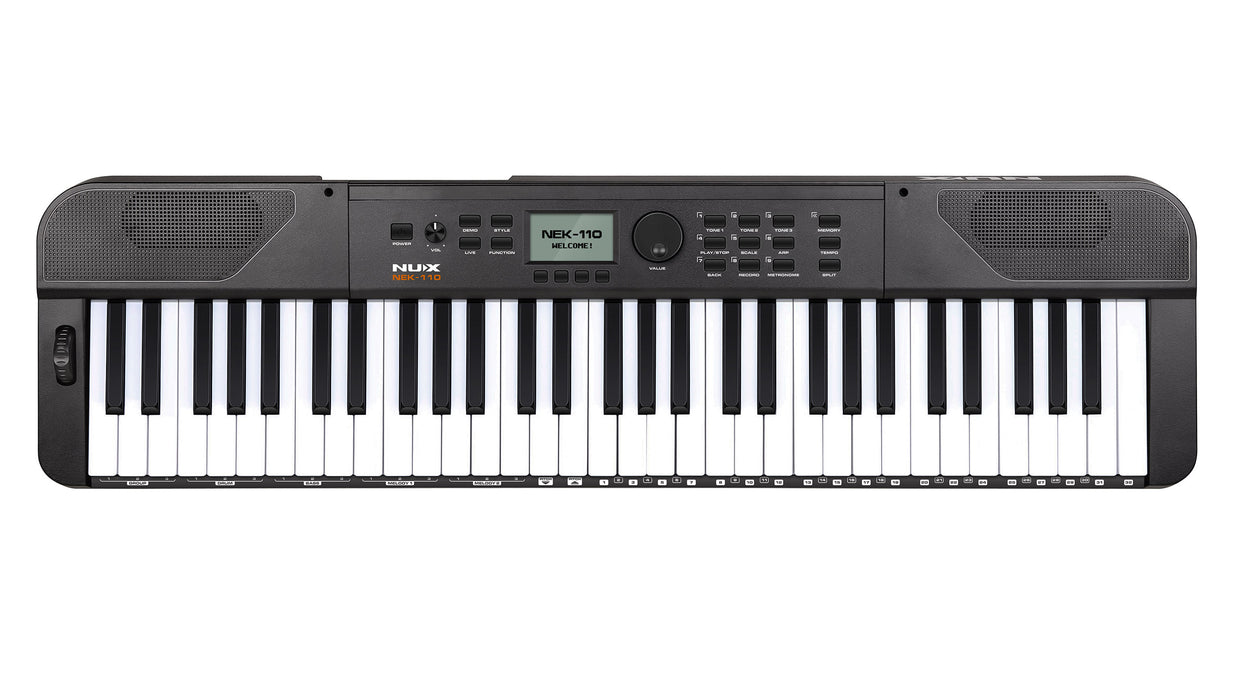Nux NEK-110 61 Keys Portable Digital Electronic Keyboard with Touch Response and Bluetooth - Black