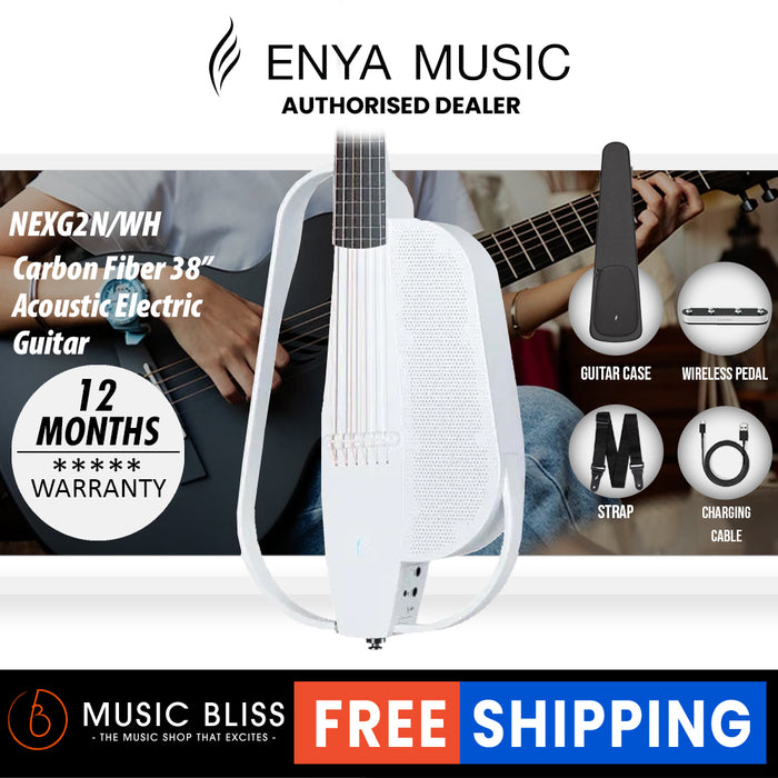 Enya NEXG2 Carbon Fiber Smart Guitar - White - Nylon - Music Bliss Malaysia