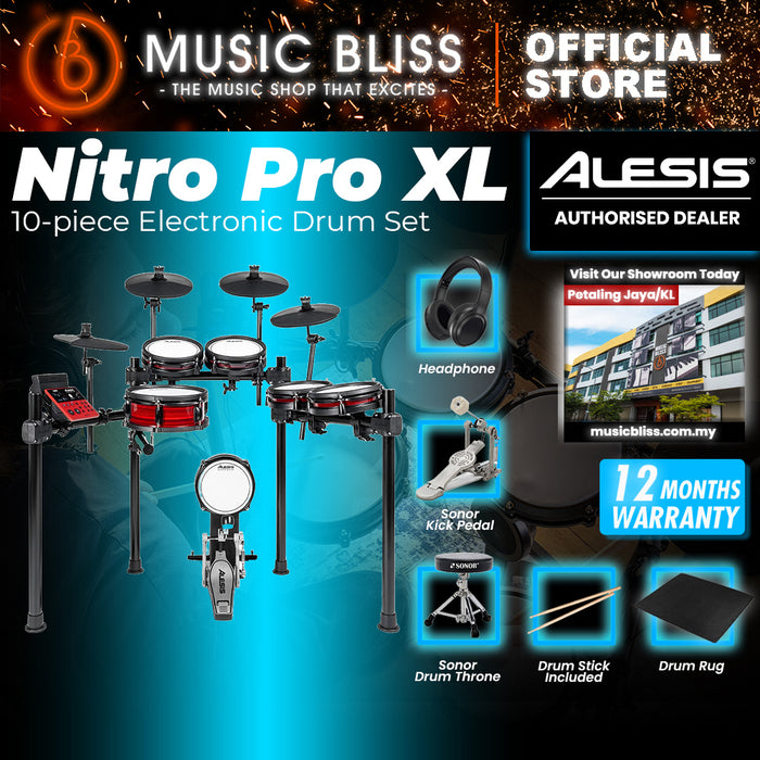 Alesis Nitro Pro XL 10-Piece Electronic Drum Kit With Mesh Heads & Bluetooth
