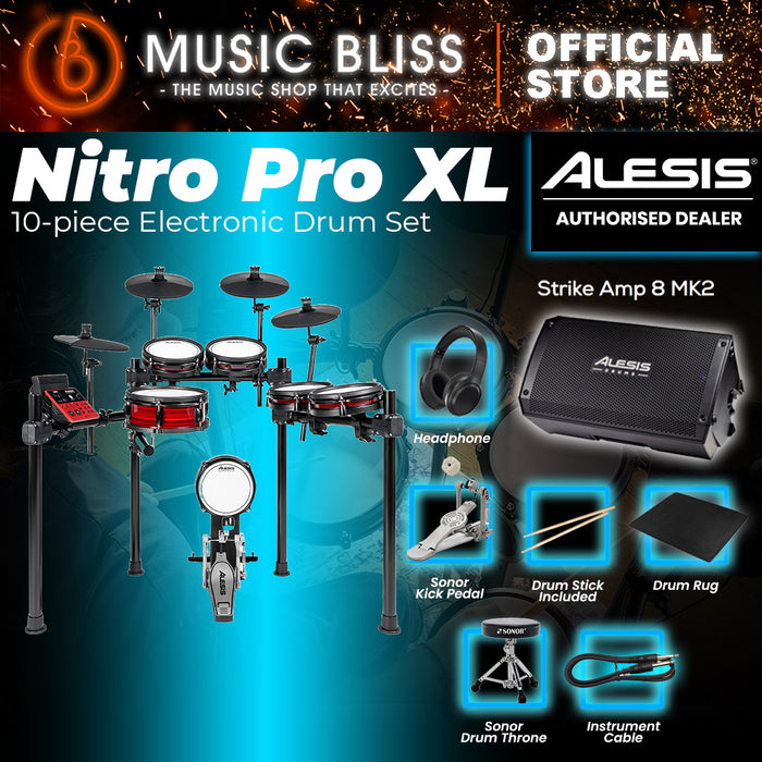 Alesis Nitro Pro XL 10-Piece Electronic Drum Kit With Mesh Heads & Bluetooth