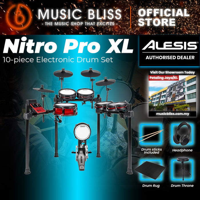 Alesis Nitro Pro XL 10-Piece Electronic Drum Kit With Mesh Heads & Bluetooth