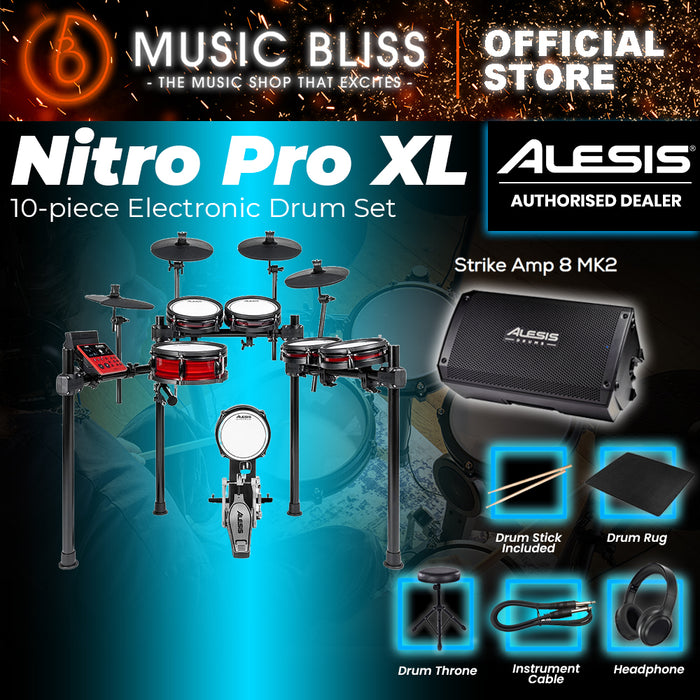 Alesis Nitro Pro XL 10-Piece Electronic Drum Kit With Mesh Heads & Bluetooth