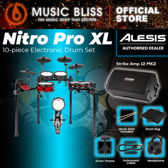 Alesis Nitro Pro XL 10-Piece Electronic Drum Kit With Mesh Heads & Bluetooth