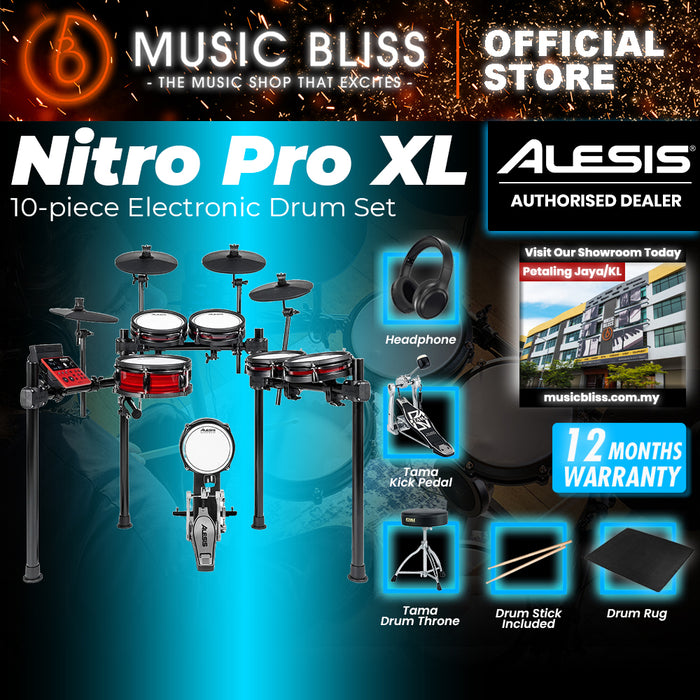Alesis Nitro Pro XL 10-Piece Electronic Drum Kit With Mesh Heads & Bluetooth