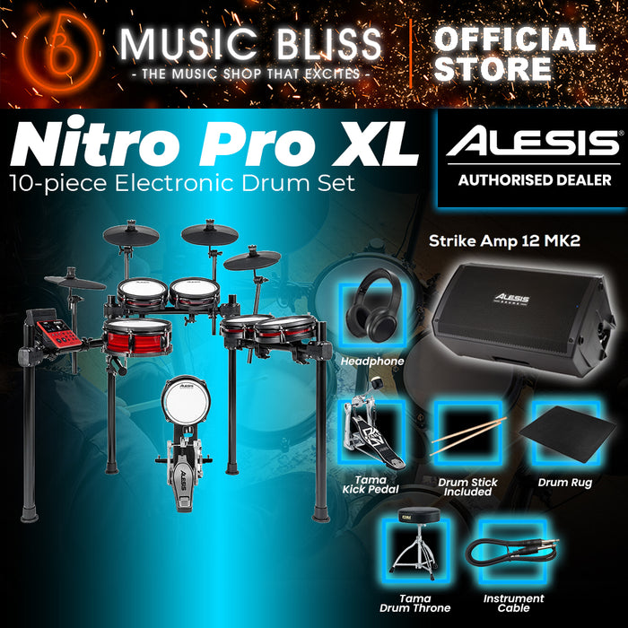 Alesis Nitro Pro XL 10-Piece Electronic Drum Kit With Mesh Heads & Bluetooth