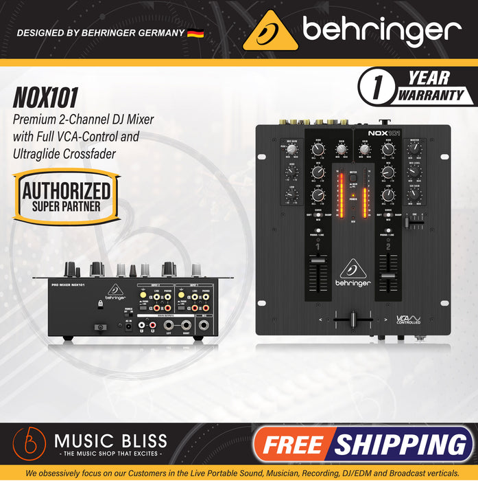 Behringer Pro Mixer NOX101 2-channel DJ Mixer - Music Bliss Malaysia