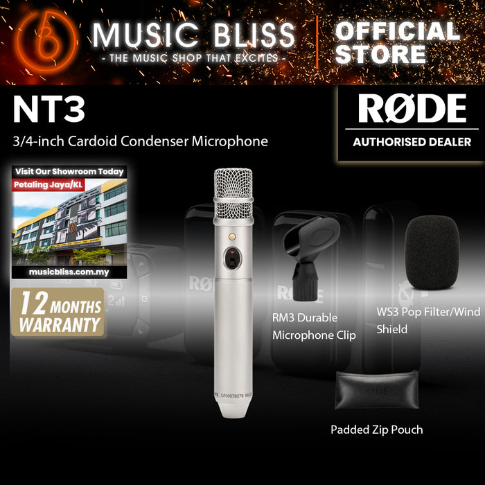 Rode NT3 Medium-diaphragm Condenser Microphone 10 Years Warranty [Made in Australia]