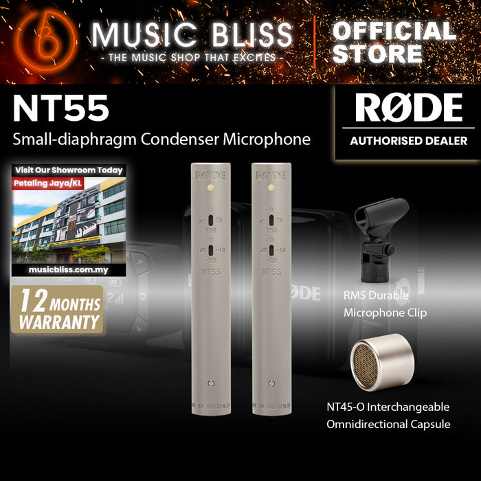 Rode NT55 Compact Condenser Microphone with Interchangeable Capsules - Matched Pair