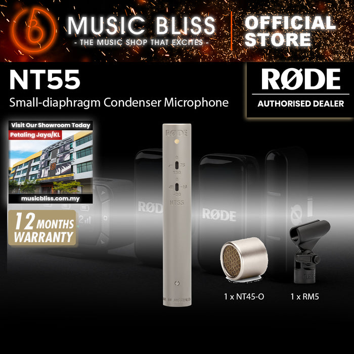 Rode NT55 Compact Condenser Microphone with Interchangeable Capsules, Single Mic 10 Years Warranty [Made in Australia]