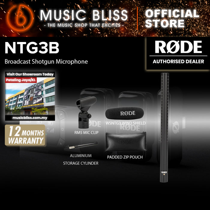 Rode NTG-3B Shotgun Condenser Microphone - Black 10 Years Warranty [Made in Australia]