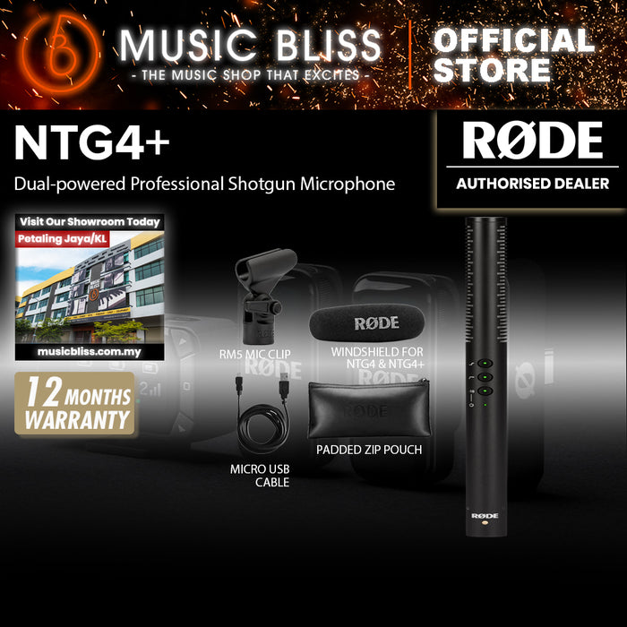 Rode NTG4+ Line-gradient Shotgun Condenser Microphone 10 Years Warranty [Made in Australia]