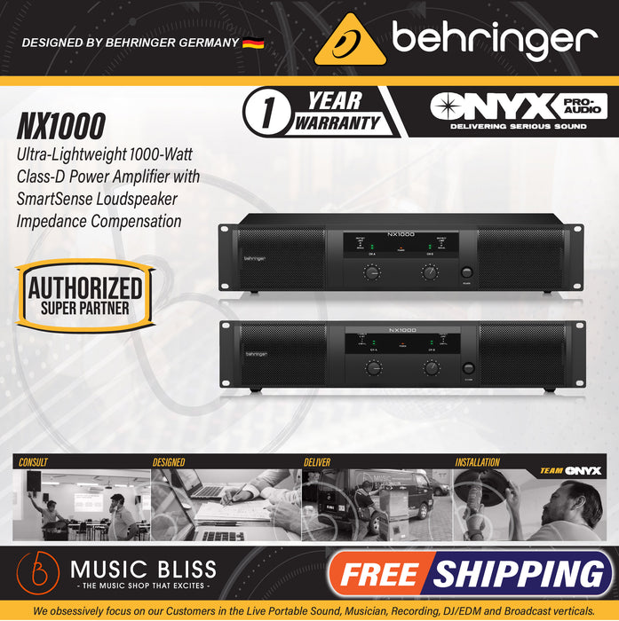 Behringer NX1000 2-channel Power Amplifier - Music Bliss Malaysia