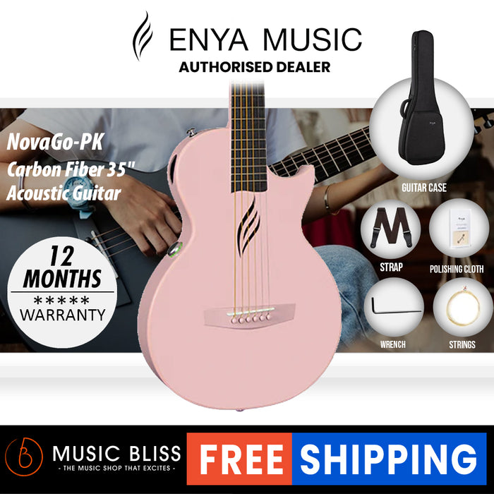 Enya Nova Go Carbon Fiber Acoustic Guitar - Pink - Music Bliss Malaysia