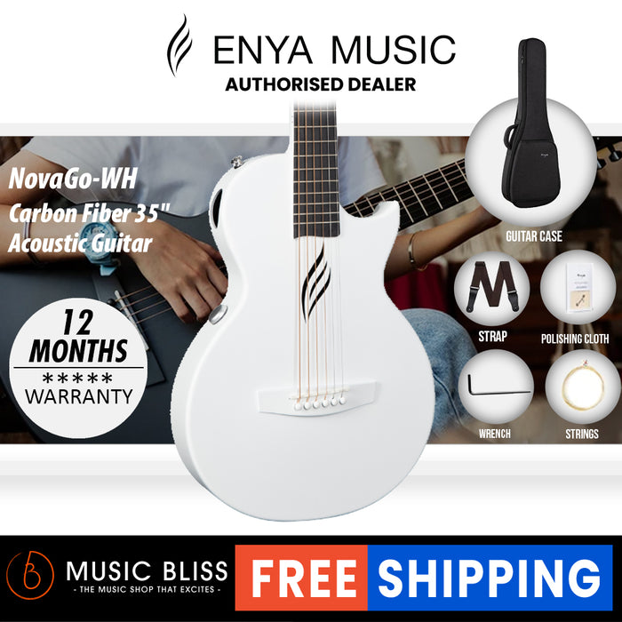 Enya Nova Go Carbon Fiber Acoustic Guitar - White - Music Bliss Malaysia