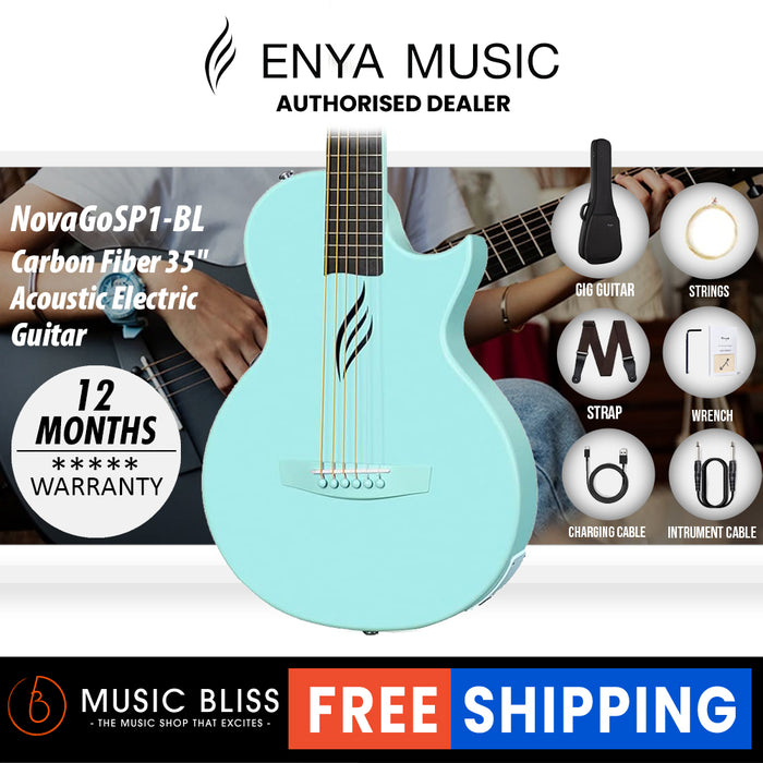 Enya Nova Go Guitar SP1 Carbon Fiber Acoustic-Electric Guitar - Blue - Music Bliss Malaysia