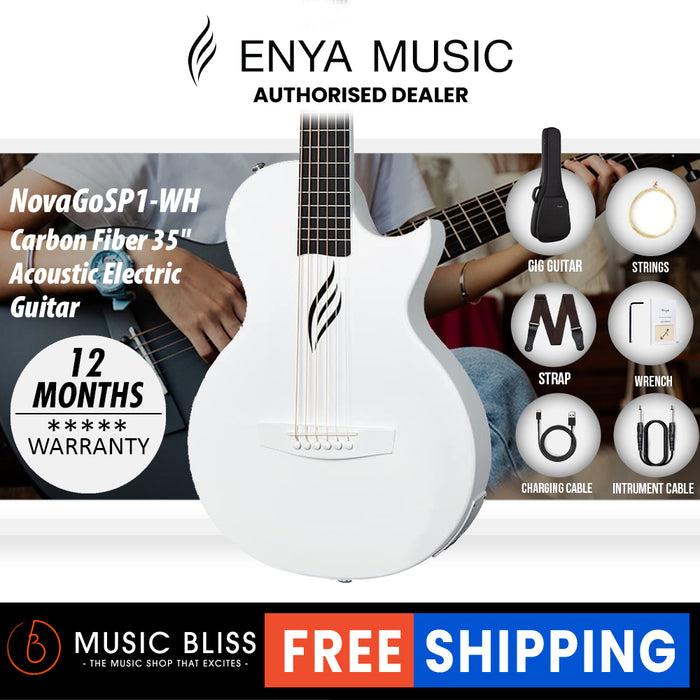Enya Nova Go Guitar SP1 Carbon Fiber Acoustic-Electric Guitar - White - Music Bliss Malaysia