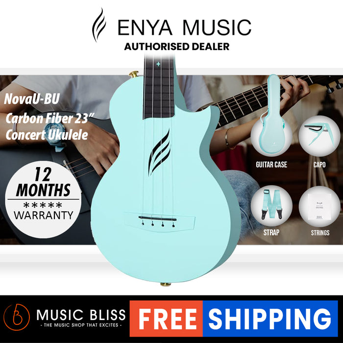 Enya Nova U Carbon Travel Concert Ukulele - Blue - Music Bliss Malaysia