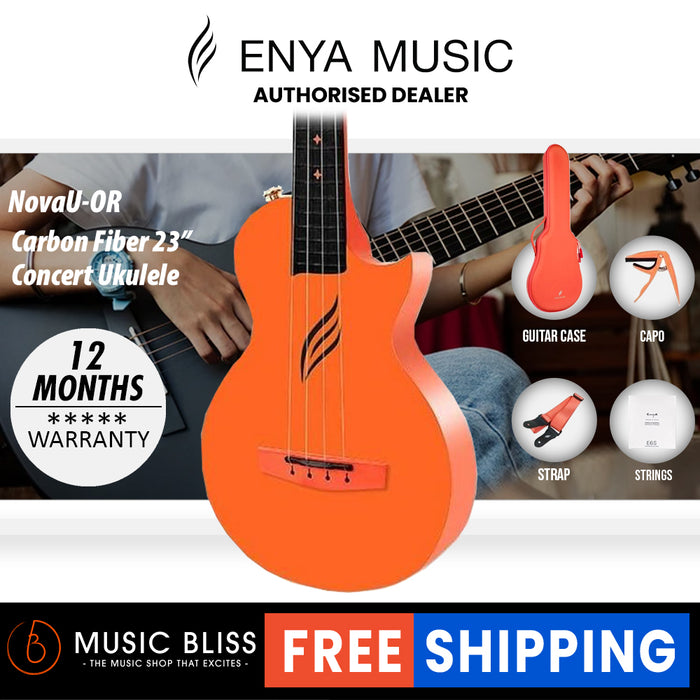 Enya Nova U Carbon Travel Concert Ukulele - Orange - Music Bliss Malaysia