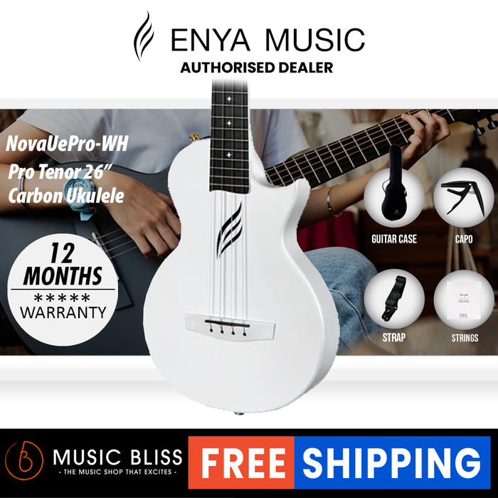 Enya Nova UE PRO Tenor Carbon Ukulele - White - Music Bliss Malaysia