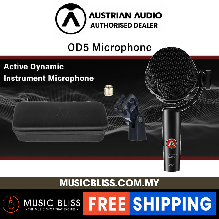 Austrian Audio OD5 Cardioid Active-Dynamic Instrument Microphone - Music Bliss Malaysia