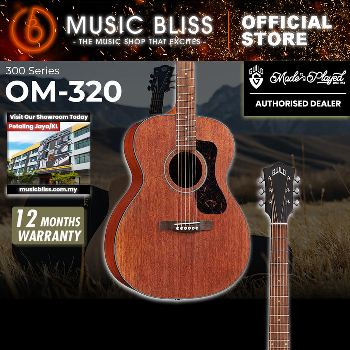 Guild OM-320 Acoustic Guitar - Solid Mahogany Top, Mahogany Back & Sides - Natural