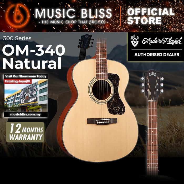 Guild OM-340 Acoustic Guitar - Solid Spruce Top, Mahogany Back & Sides