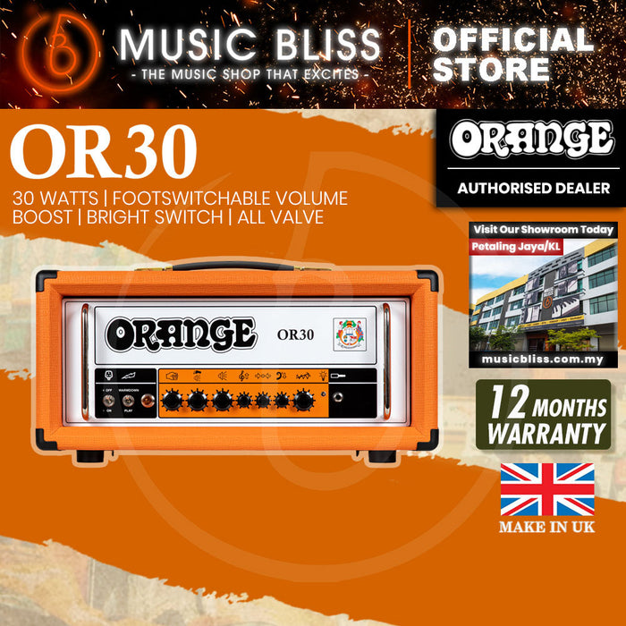 Orange OR30 30-watt 1-channel Tube Amplifier Head - Orange (Made in UK)
