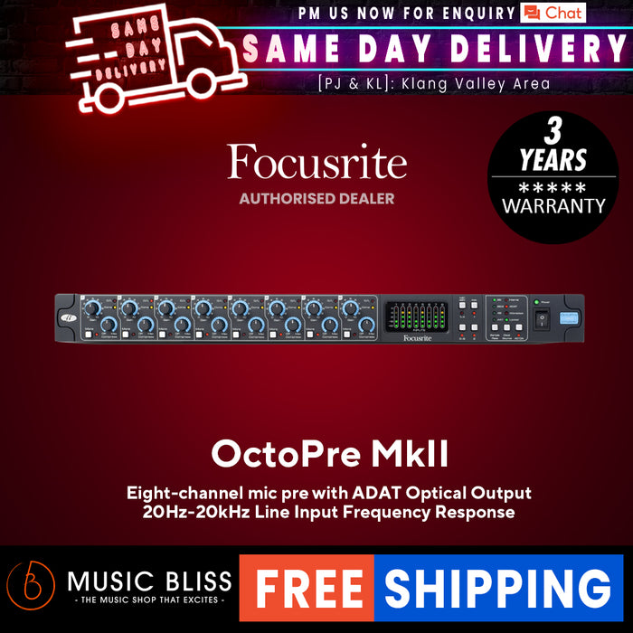 Focusrite Octopre Mark 2 Dynamic 8-channel Microphone Preamplifier - Music Bliss Malaysia