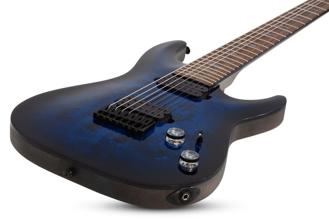 Schecter Omen Elite-7 Electric Guitar - See-Thru Blue Burst