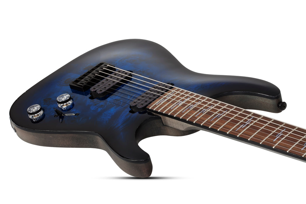Schecter Omen Elite-7 Electric Guitar - See-Thru Blue Burst